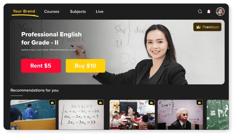 Online Video Education Monetization features